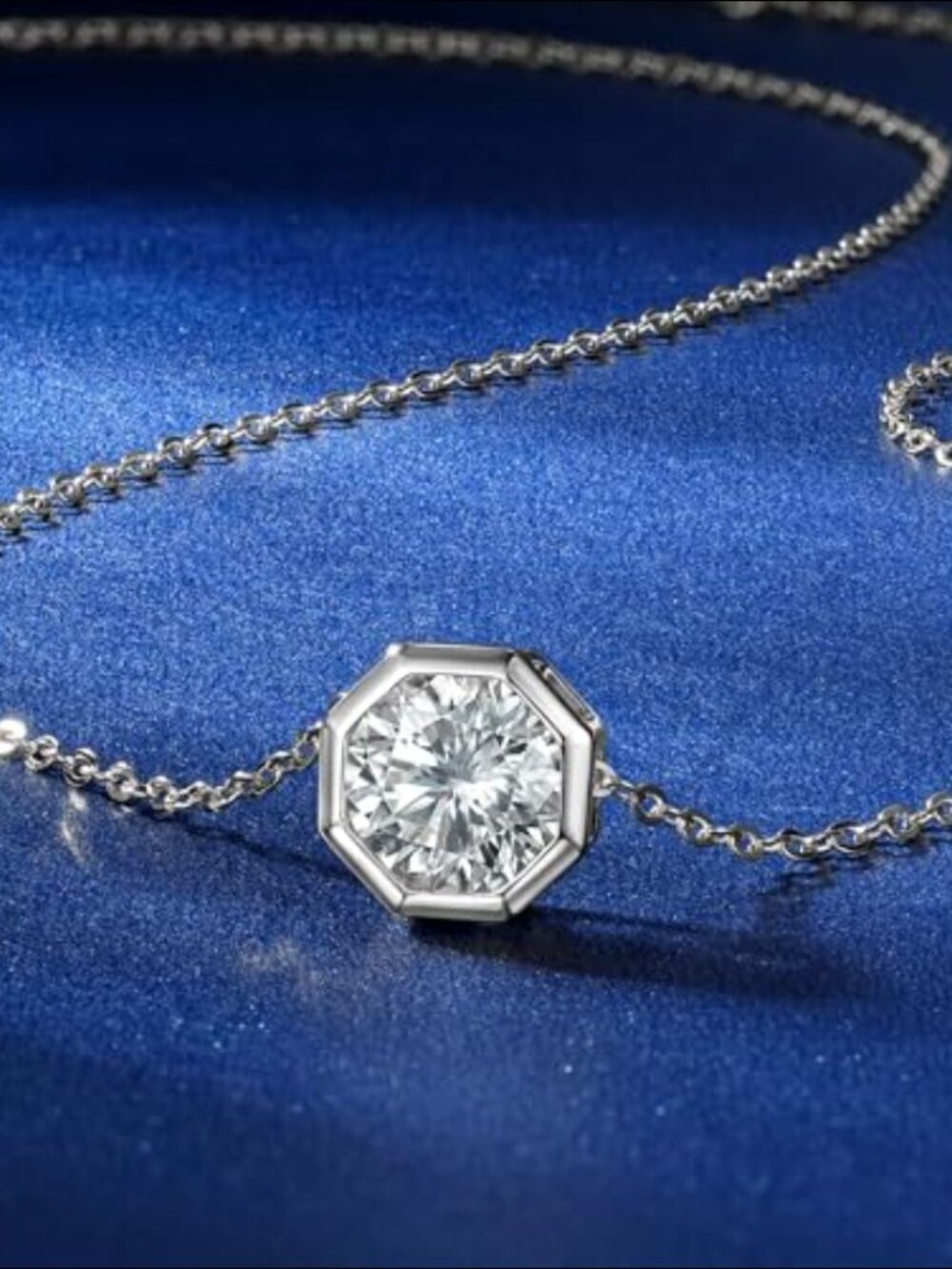 18k White Gold 1 cttw Moissanite Pendant Necklace Infinity 925 Sterling Silver